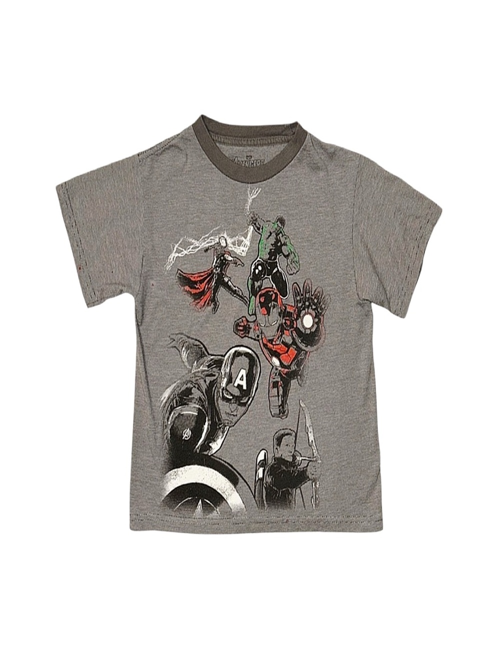 MARVEL AVENGERS Boy's Grey Graphic Short Sleeve Shirt Small 6/7